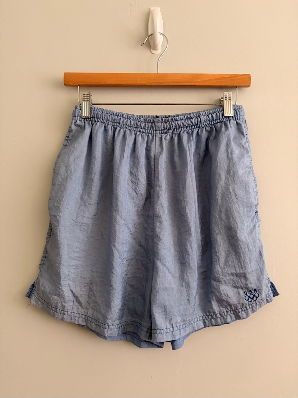 Vintage 90s Olympic USA Light Blue Women’s Elastic Waist Shorts